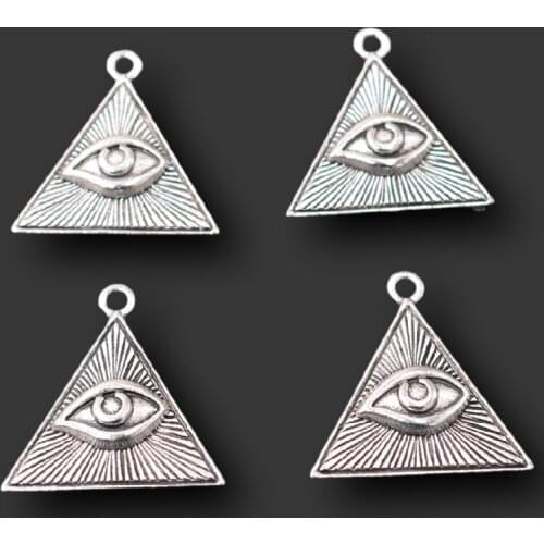 10pcs Silver Plated All-seeing Eye Pendants Retro Satanism Necklace Earrings Accessories DIY Charms For Jewelry Crafts Making