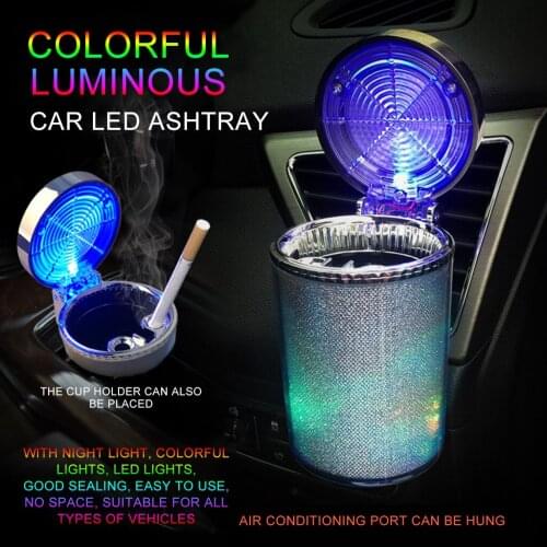 Absorbs smoke Colorful Car Ashtray With LED Lights Durable and portable ashtray