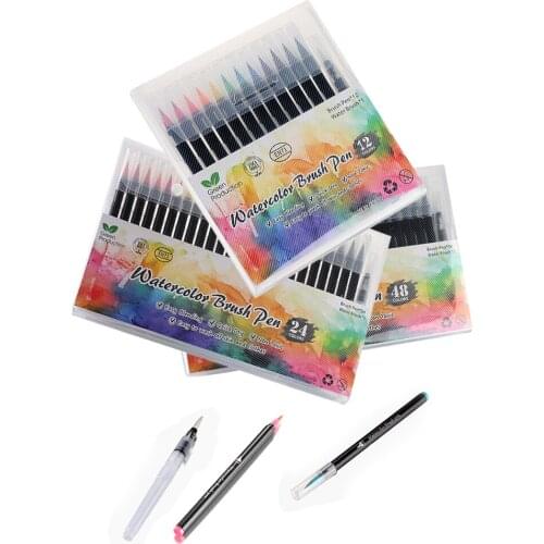 WATER COLOR PEN Watercolor Brush Pens Art Marker Pens for Drawing Coloring Books Manga Calligraphy School WATER BASED ,WASHABLE