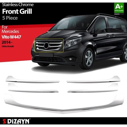 For Mercedes Vito W447 Chrome Front Grill(Wide Model) Stainless Steel 5 Pcs. Exterior Car Accessories Parts Auto Products