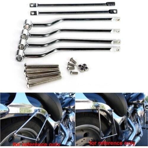 Universal Motorcycle Chrome Saddlebag Support Bars Brackets for HARLEY HONDA SUZUKI YAMAHA KAWASAKI TRIUMPH
