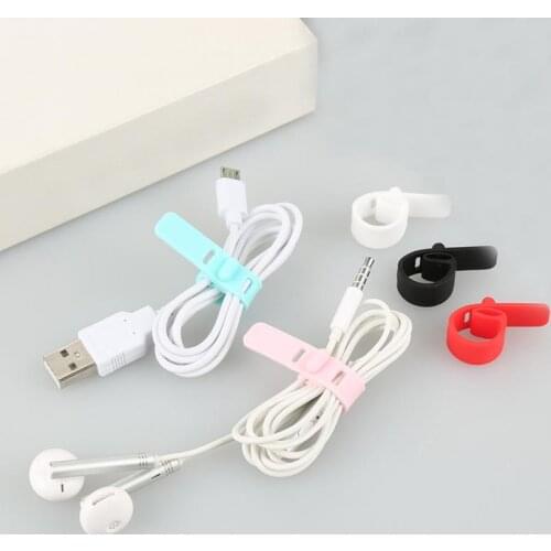 Silicone Data Wire Cable Organizer Tie Phones Cable Winder Finishing Buckle Headphone Wire Wrap Fixer Charger Cable Collector