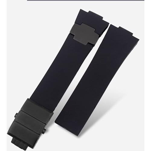25x12mm convex waterproof rubber strap with steel buckle and silicone strap, suitable for Ulysse Nardin 263 Marine 1183