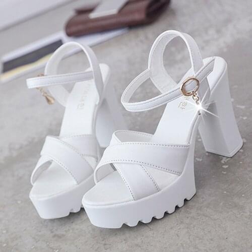 2021 Women Fish Mouth Platform High Heels Wedges Buckle Slope Sandals Women Shoes Woman Platform High Heels Sandals High Heels