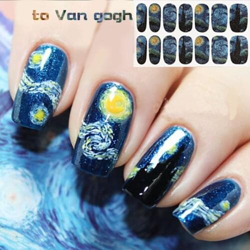 1pcs Gold Silver Nail Decals Stickers For Nail Design Brand Logo 3D Nail Art Stickers Van Gogh Nails Manicure Decoration Tools