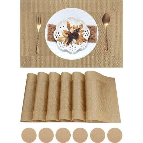 12Pcs PVC Washable Placemats for Dining Table Mat Non-slip Placemat Set Kitchen Accessories Cup Coaster Wine Pad Tapete de mesa