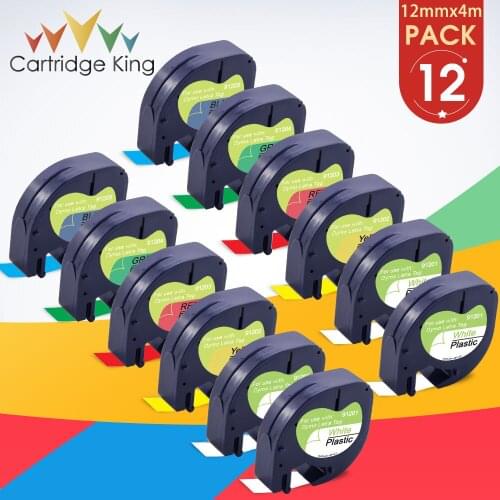 12PK Mixed Set 12267 91201 91202 91203 91204 91205 Replace Dymo LetraTag Label Tape LT-100H LT-100T Plus QX50 XM XR 2000 Printer
