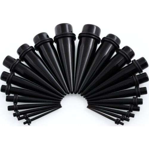 18Pcs/Lot Bulk Ear Tapers Stretcher Spike Black White Ear Expander Kit Plug Tunnel Set 1.6-10mm Piercing Chic Body Jewelry