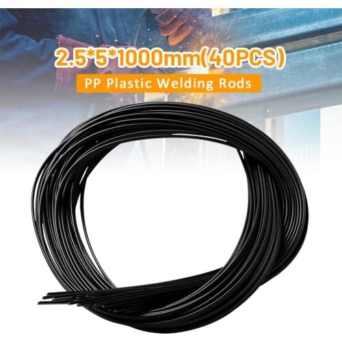 40Pcs 2.5mm x 5mm x 1000mm Black PP Plastic Welding Rods For Plastic Welder Gun/Hot Air Gun/Welding Tool