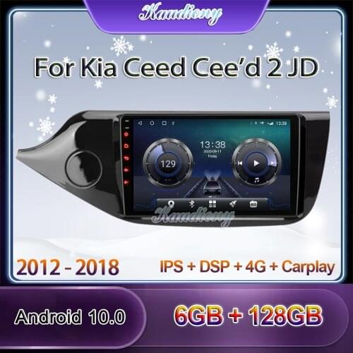 Kaudiony 9" Android 10.0 Car Radio Automotivo For Kia Ceed Cee'd 2 JD Car DVD Multimedia Player Auto GPS Navigation 4G 2012-2018