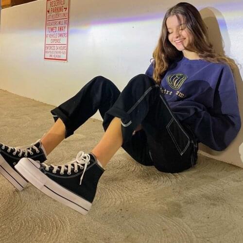 B-TOTO American Retro Black Top-line Tooling Jeans Trendy Ins Womens High-waist Straight-leg Pants 2021 New Fashion