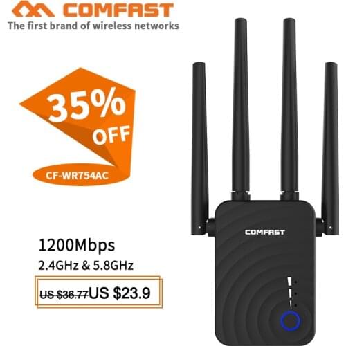 Comfast CF-WR754AC 5Ghz WiFi Repeater Wifi Extender 1200Mbps Wi-Fi Amplifier 802.11AC Long Range Wi fi Signal Booster Repiter