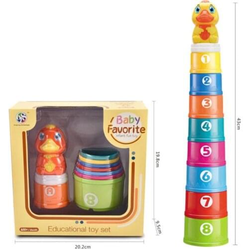 Baby Stacking Cup 9pcs Early Educational Intelligence Stack Up Cups Toy Gift For Bathtub Shower Water Playing Beach Children Kid