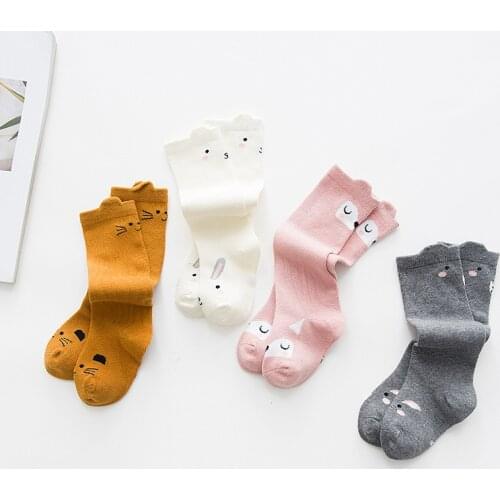 Baby Sock Cartoon Pattern Children Babies Comfortable Cotton Socks Cute Baby Girl Four SeasonWarm Pantyhose Knee High Leg Warm