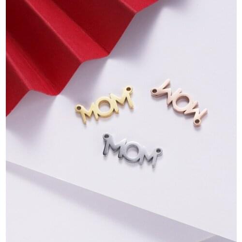 DIY stereo stainless steel double hole hollow mom mothers Day gift jewelry handmade 50pcs 6*16mm 2021 new pendant accessories