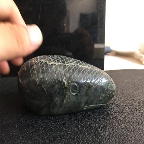 About 10 cm long, natural labradorite stone carving snake head, moonstone crystal skull