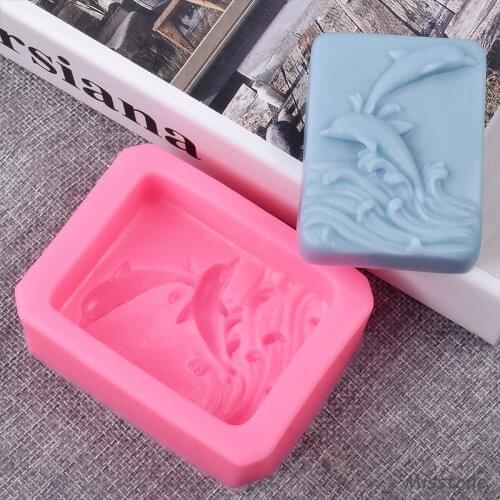 Two Dolphins Shape Silicone Candle Mold DIY To Make Plaster Resin Model Fudge Ice Cube Chocolate Cake Tool Soap Holiday Gift Wa