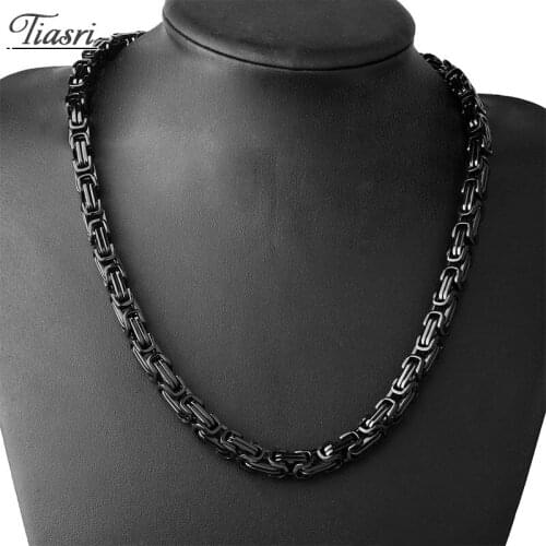 Hip Hop Byzantine Necklace For Man Collar Choker Friends Gift Black Stainless Steel Chain Steampunk Style Jewelry Wholesale 2020