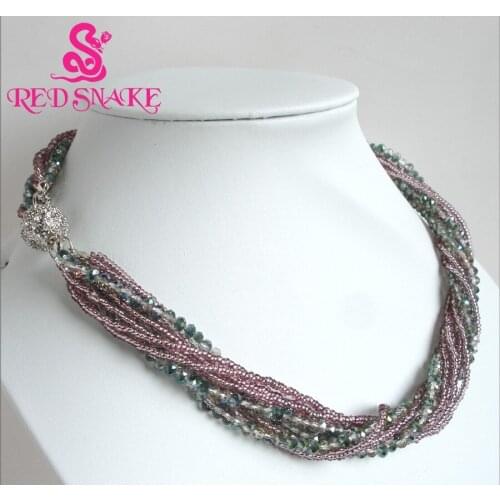 RED SNAKE Brand Product Lavender Crystal Multi Strands Chains Necklaces Magnetic Buckle Fashion Jewelry Great . Discounts