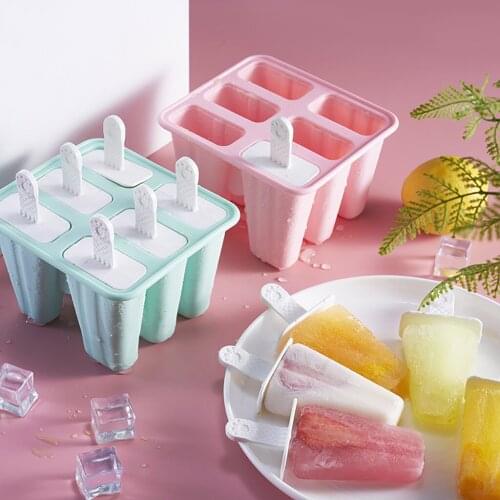 Creative Popsicle Mold Silicone 6 Hole Ice Molds Classic Molds Trays Reusable DIY Ice Cream Maker Tool Kitchen Accessories Mould