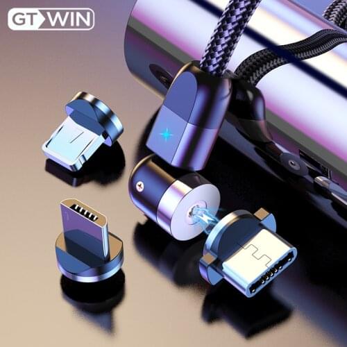 GTWIN 540 Magnetic USB Cable for IPhone 12 Pro Max Xiaomi mi 11 Samsung note 10 Phone Micro USB Type C Cable Magnetic Charger