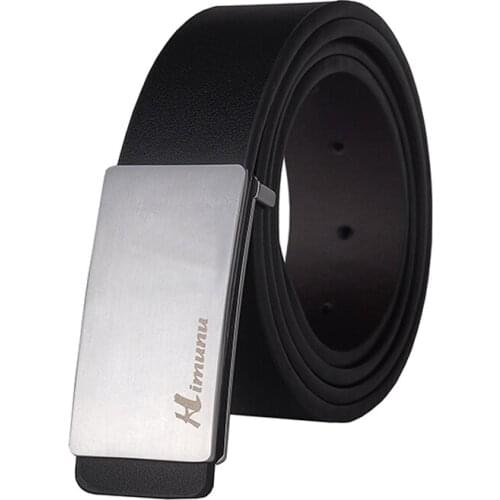 New Arrival Sided 100% cowhide genuine leather leisure Smooth Drawing buckle HIMUNU brand belts for men Both Sides Color Black