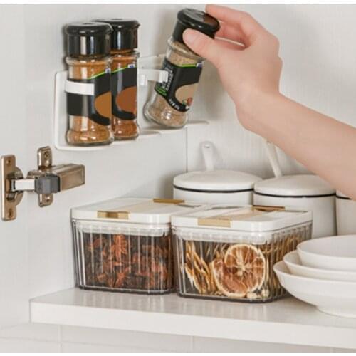 5pcs Wall-mounted Kitchen Spice Jar Storage Rack Cabinet Condiment Rack Pepper Spice Bottle Storage Rack