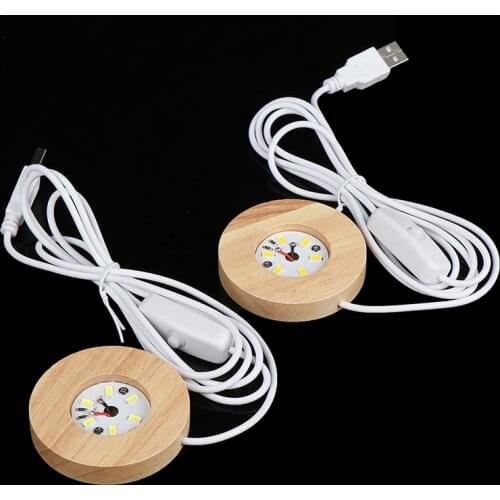 New Wood Light Base Rechargeable Remote Control Wooden LED Light Rotating Display Stand Lamp Holder Lamp Base Art Ornament