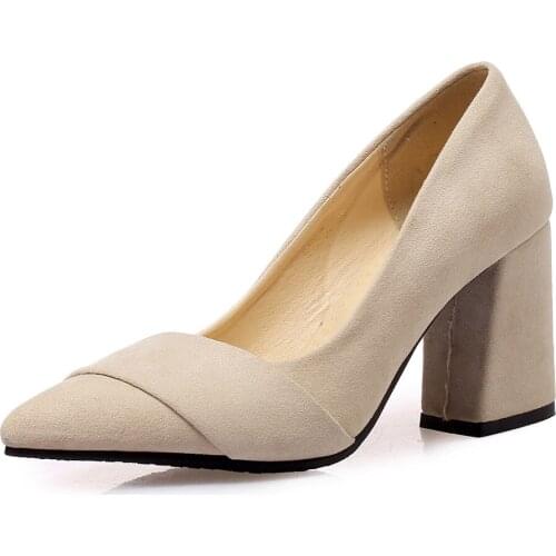 In early spring of 2019 new fashion high with thick with point size size 32-46 shallow mouth single female shoes 19216