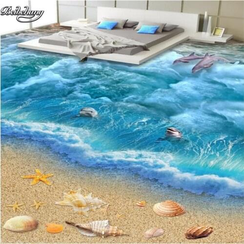 Beibehang 3D Ocean World Nonwovens Waterproof Flooring Painting Custom Living Room Bathroom Floor Wallpaper