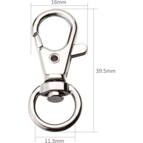 Wholesale Pareto 300pcs 39.5mm Chaveiro Zinc Alloy Snap Hook Key Chain For Keychain DIY Bag Accessories Nickel Plated