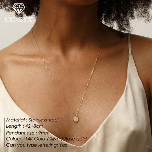 CC Stainless Steel Necklace For Women Office Ladies Moon Round Shape Long Necklaces Jewelry Party Beach Accessories YX15476