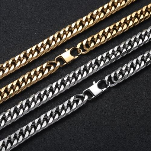 12mm Stainless Steel chain Necklace Hip Hop Jewelry SC019