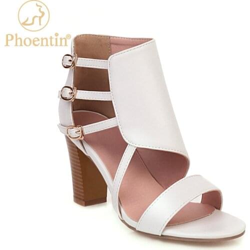 Phoentin white sexy high heel women shoes 2020 summer boots narrow bands with buckle african shoes for woman large size FT942