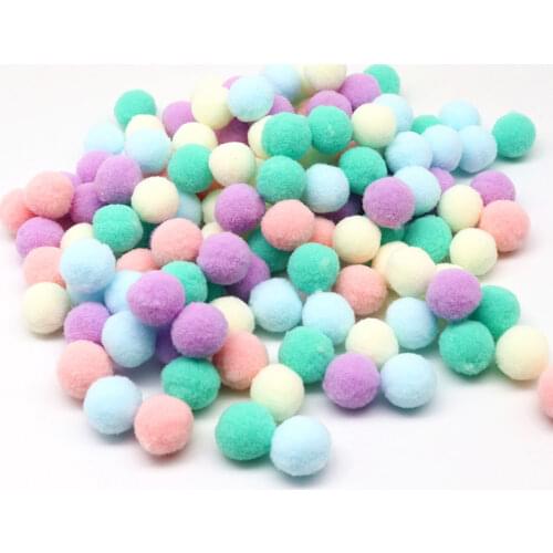 200g Macaron Color Fluffy Pompom High Elastic Color Size Mixed Crafts Childrens Toys Home Decoration Sewing Supplies 8-30mm