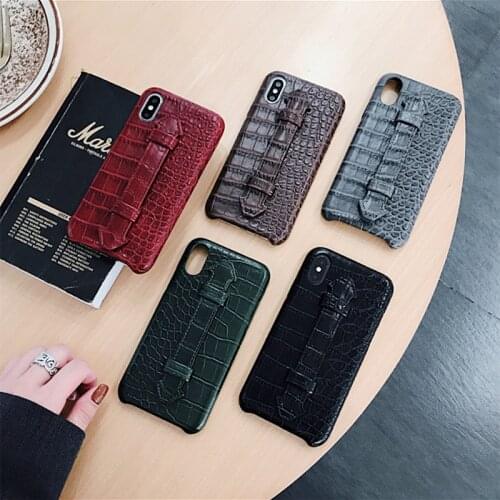 Luxury Crocodile Leather Phone Case For iphone 12Pro 11 7 8 Plus X XR XS MAX Crocodile Skin Pattern Wristband Half-Wrapped Cover