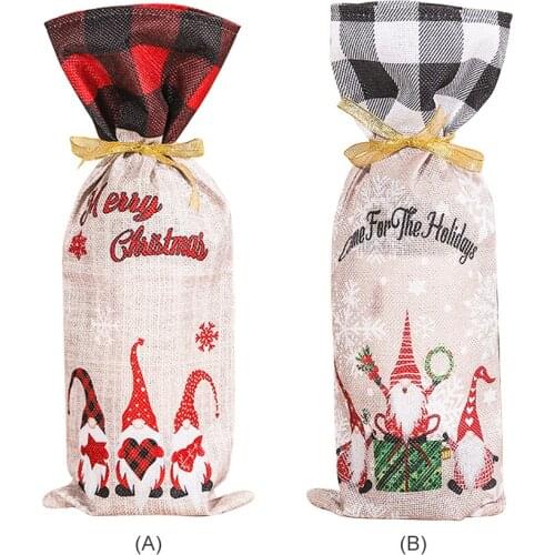 Christmas Wine Bottle Covers Bag Holiday Faceless Gnome Cover Wine Bottle Cover Gifts Bag Party Dinner Table Decor