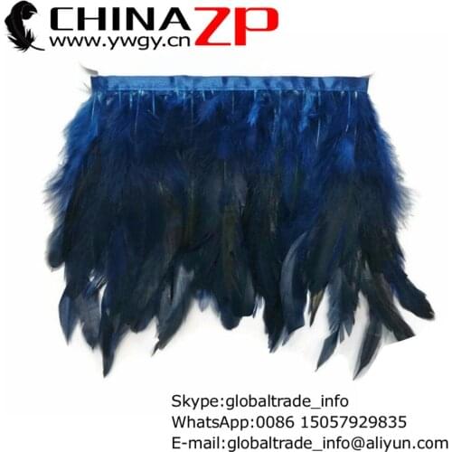 Retail and Wholesale from CHINAZP Factory 10yards/lot Top Quality Dyed Navy Blue Cock Rooster Chinchilla Rooster Feather Trim