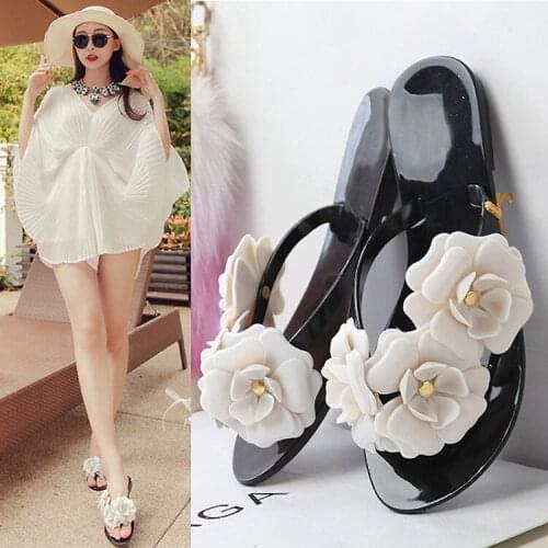Summer Women Sandals Flip Flops Outside Women Slippers Female Beach Shoes with Floral Ladies jelly shoes sandalias mujer 2021