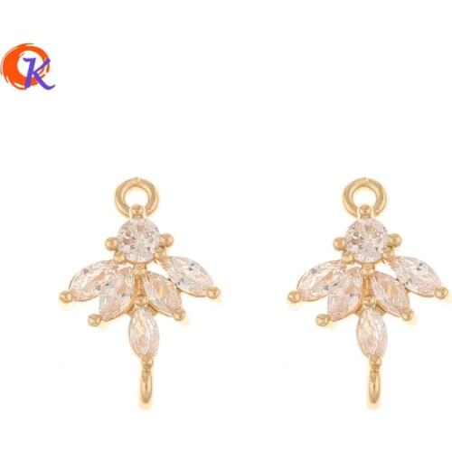 Cordial Design 50Pcs 11*16MM Jewelry Accessories/CZ Connectors/Hand Made/Flower Shape/DIY Parts/Jewelry Making/Earring Findings