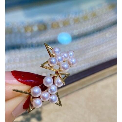 MADALENA SARARA AAA 4-5mm Freshwater Pearl Natural White 18K Gold Dangle Geometric Earrings