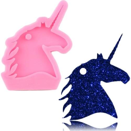 Super Glossy Unicorn Head Silicone Mold Keychains Making Mould DIY Handmade Eardrop Molds Necklace Jewelry Epoxy Crafting Moulds