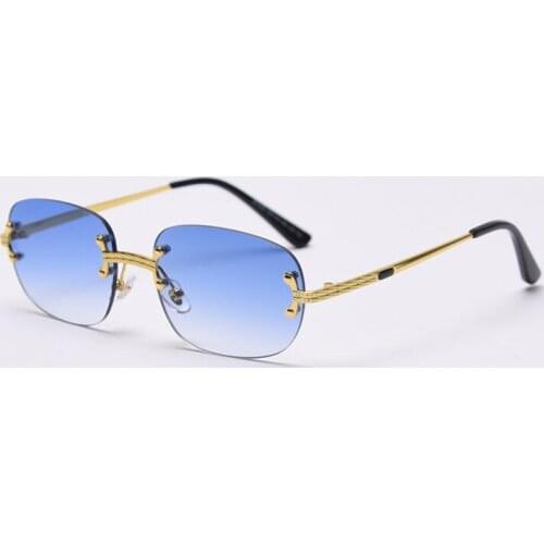 Designer Coated Lens Vintage Rimless Rectangle Sunglasses Women Men Metal Frame PC Lenses Women Sun Glasses UV400 2021