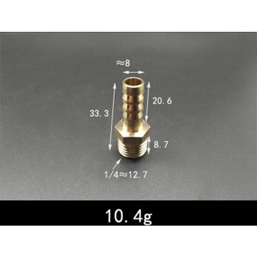 Thicken DN8 1/4" BSP Male x 8mm Hose Barb Tail Brass Coupling Joint Pipe Fitting Water Gas