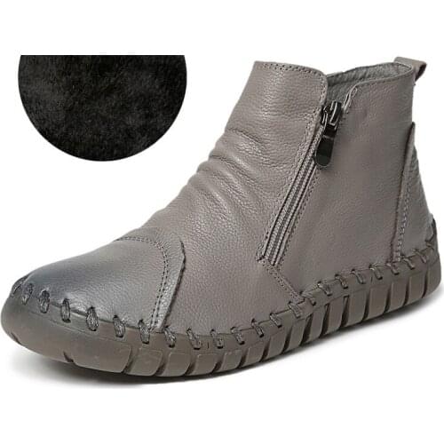 2021 Krasovki vintage cow genuine leather mixed color new med heels round toe zipper fashion Chelsea boots design Winter boots