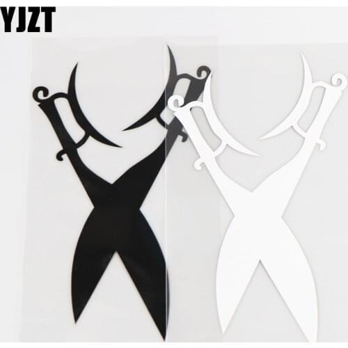 YJZT 9.8CM×17.0CM Double Knife Creative Personality Fashion Car Sticker Vinyl Decal Decorative Pattern 1C-0040