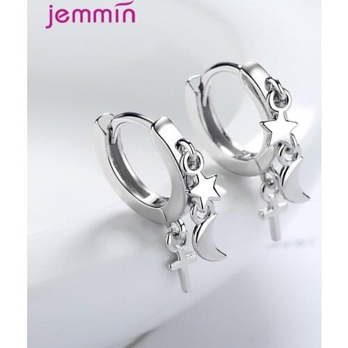 925 Sterling Silver Zircon Star Jewelry Cross Shape Cute Trendy Style Earrings For Women Girlfriend Wedding Engagement Banquet