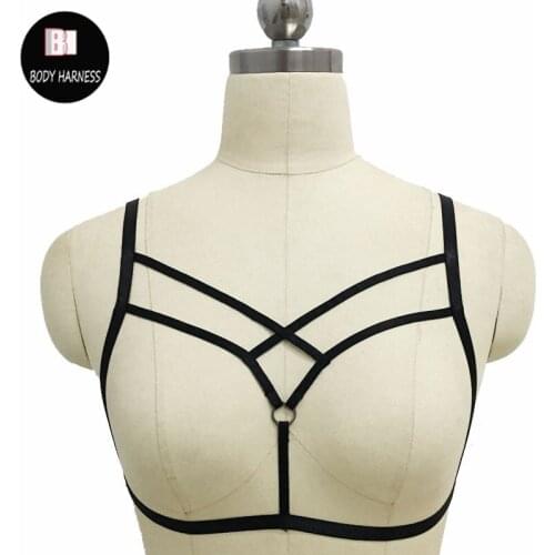 Womens Sexy Bra Erotic Lingerie Halter Fetish waer Rave Wear Crop Top Bondage Harness Costume Bondage Lingerie Body Harness