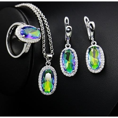 Funmode White Gold Color Oval Shape Cubic Zircon Bridal Jewelry Sets For Female Wedding Jewelry Accessories Wholesale FS90