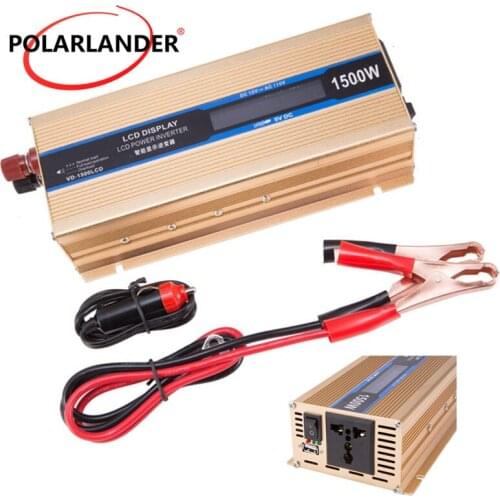 Gold Car Inverter 1500W 12V/24V To 110V/220V Adapter Aluminium Alloy Universal Converter Vehicle Power Supply Switch Single USB